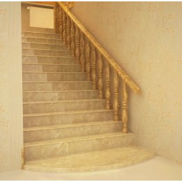 Лестница с балясинами из мрамора бежевого цвета Емперадор лайт Испания